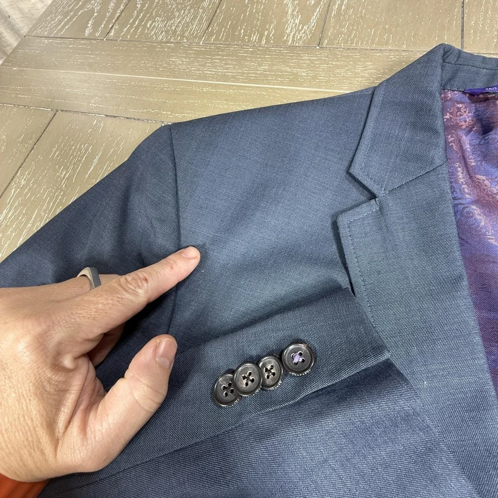 Ted Baker Blazer‎ Mens 42L Blue Endurance Jarrett SPJ 100% Wool Two Button
